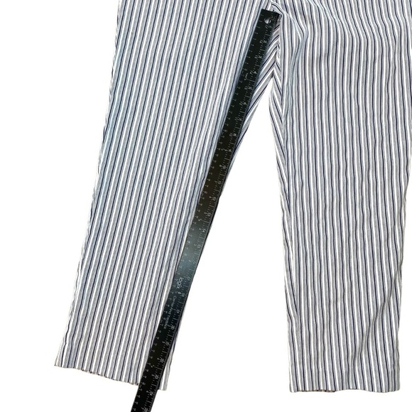 DFA New York Capri Size 12 Blue Striped Flat Front Cropped Pants Casual Coastal - Picture 10 of 12